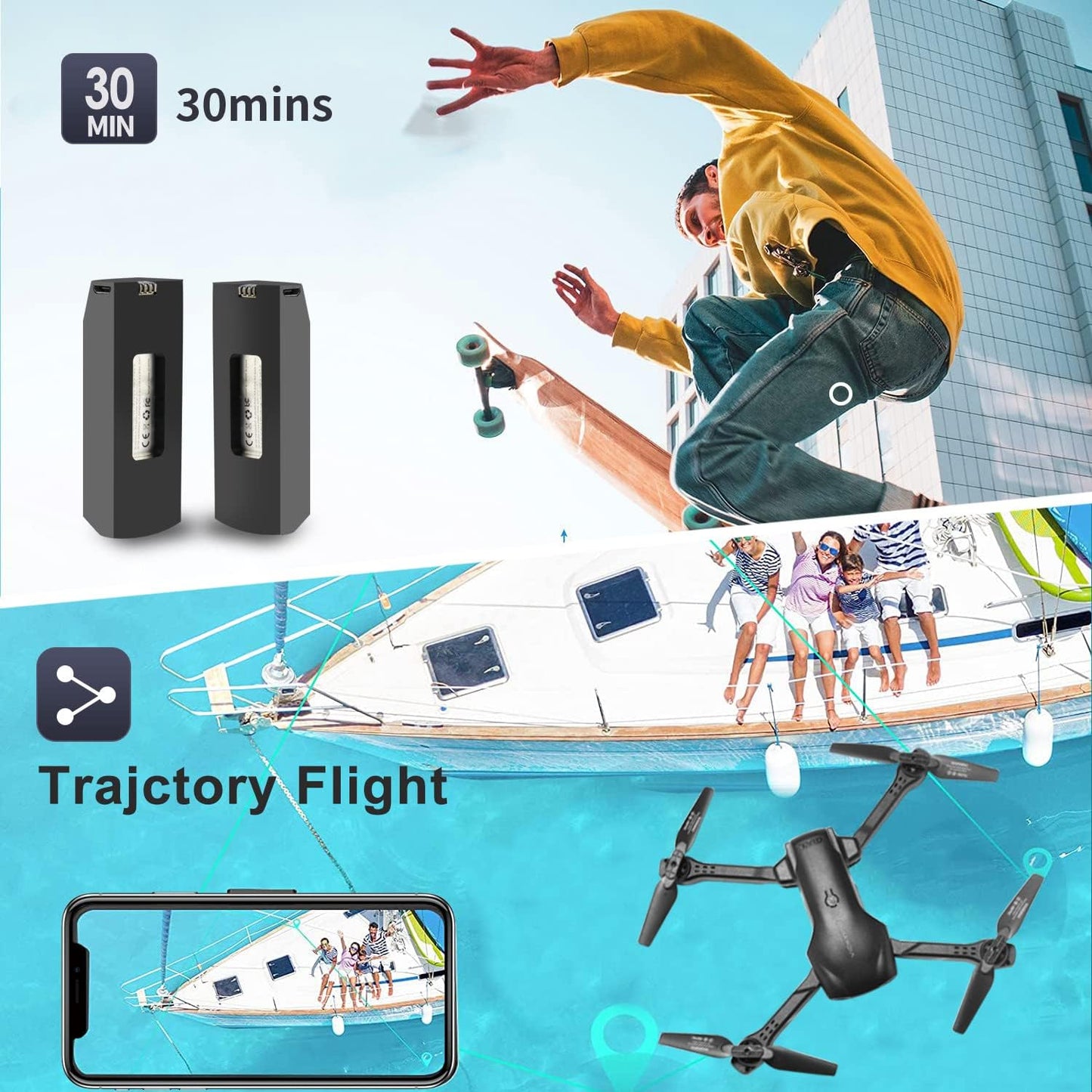 Dluxe Ave. Drone with 1080P HD FPV Camera for Kids & Adults/ Mini RC Quadcopter / Black