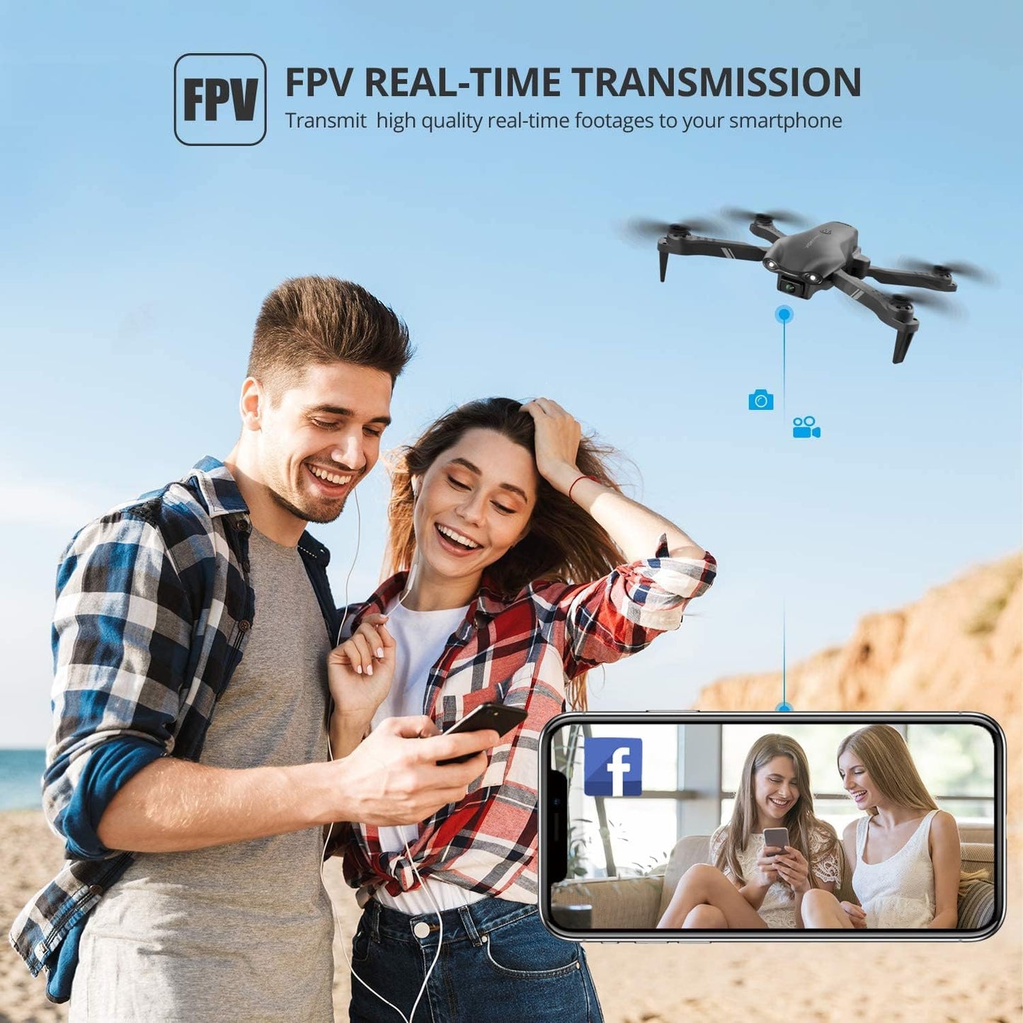 Dluxe Ave. Drone with 1080P HD FPV Camera for Kids & Adults/ Mini RC Quadcopter / Black