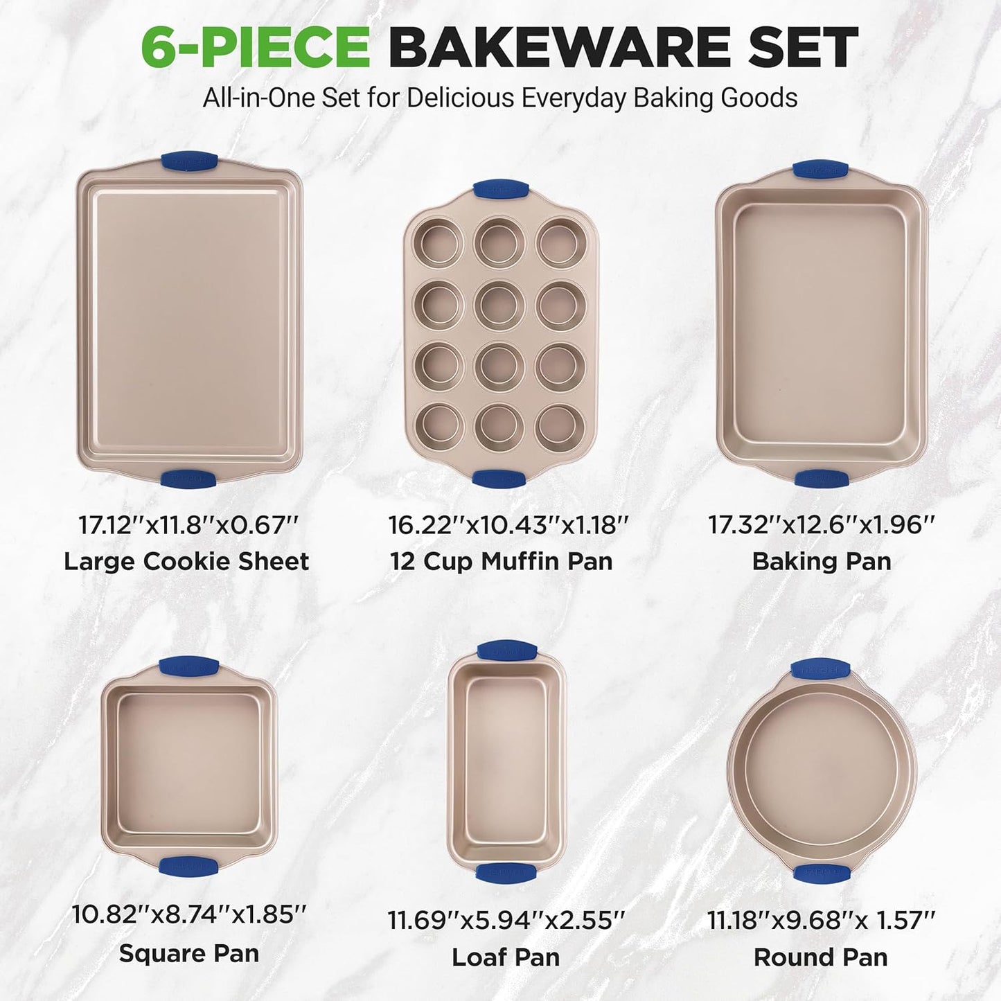 Dluxe Ave. Bakeware Set/ Oven Trays Gold 6 pc