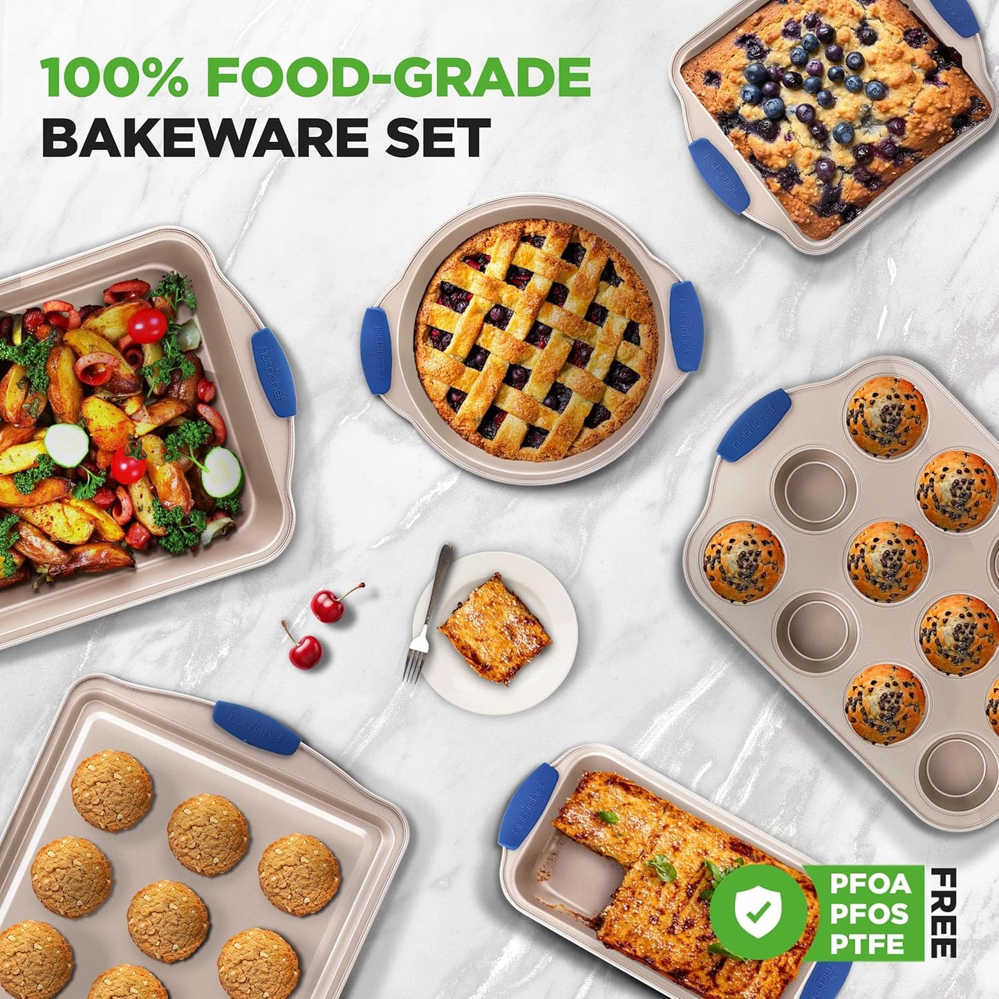 Dluxe Ave. Bakeware Set/ Oven Trays Gold 6 pc