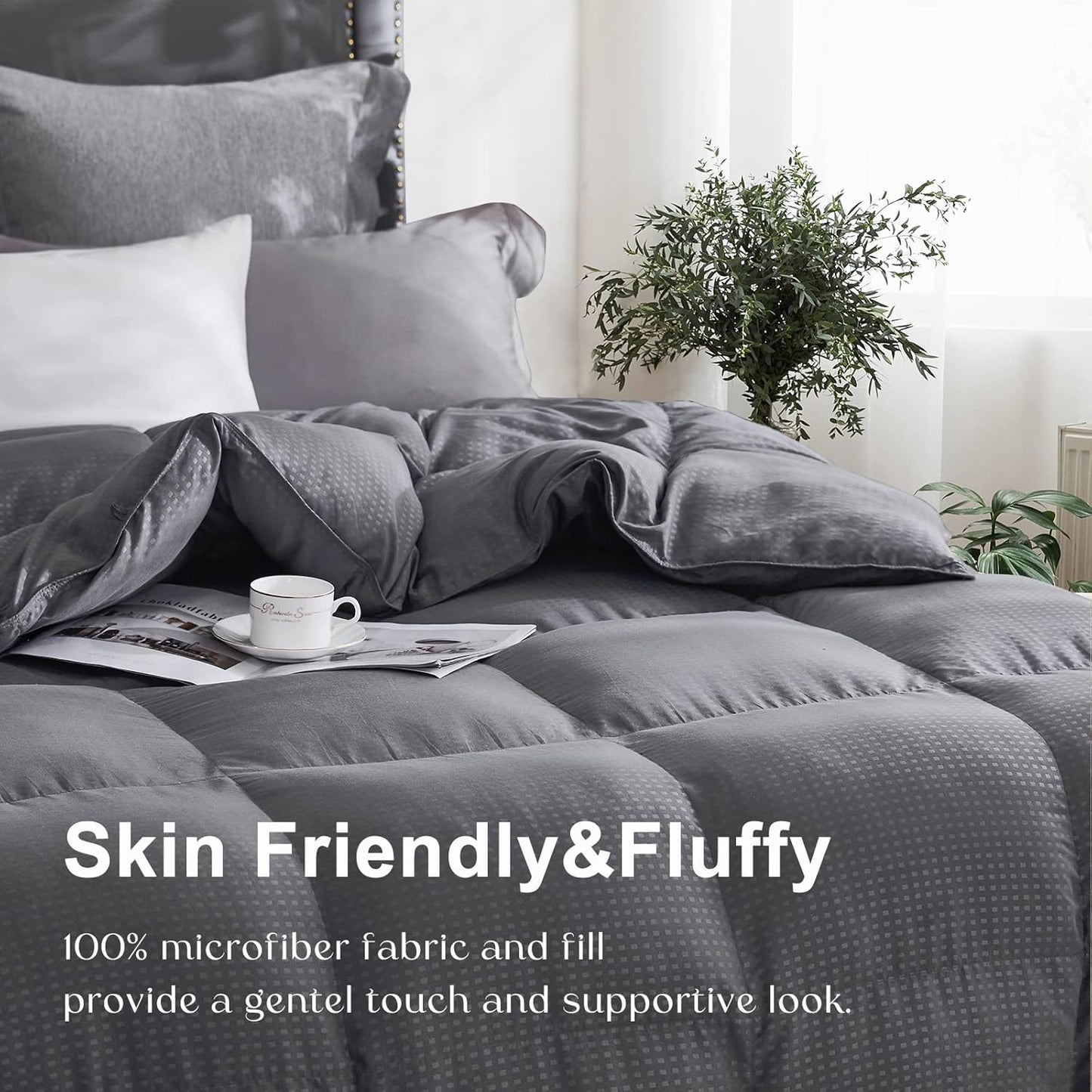 Dluxe Ave. ( TWIN ) Comforter {Duvet}All Season Down/ Grey