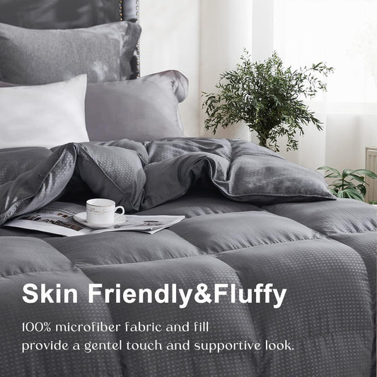 Dluxe Ave. ( TWIN ) Comforter {Duvet}All Season Down/ Grey