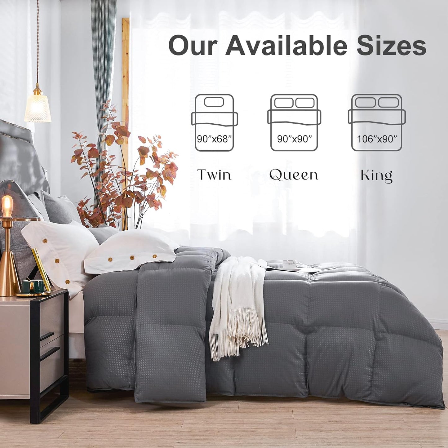 Dluxe Ave. ( TWIN ) Comforter {Duvet}All Season Down/ Grey