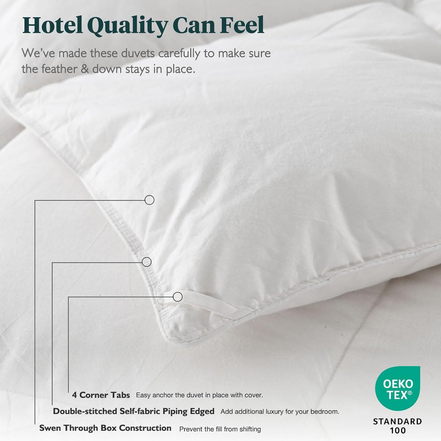 Dluxe Ave. ( TWIN ) Feathers & Down Comforter Organic Duvet Insert 100% Cotton/ Feathers and 350 FP Down 420Z Filler All Season/ White