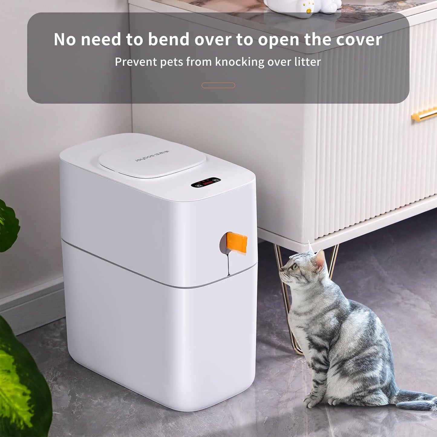Dluxe Ave. MOPUP Touchless Bathroom Trash Can Automatic Garbage Can for BedroomOffice Motion Sensor Trash Bin3.5 Gallon Dogproof Plastic Slim Wastebasket for Toilet RVLiving Room White