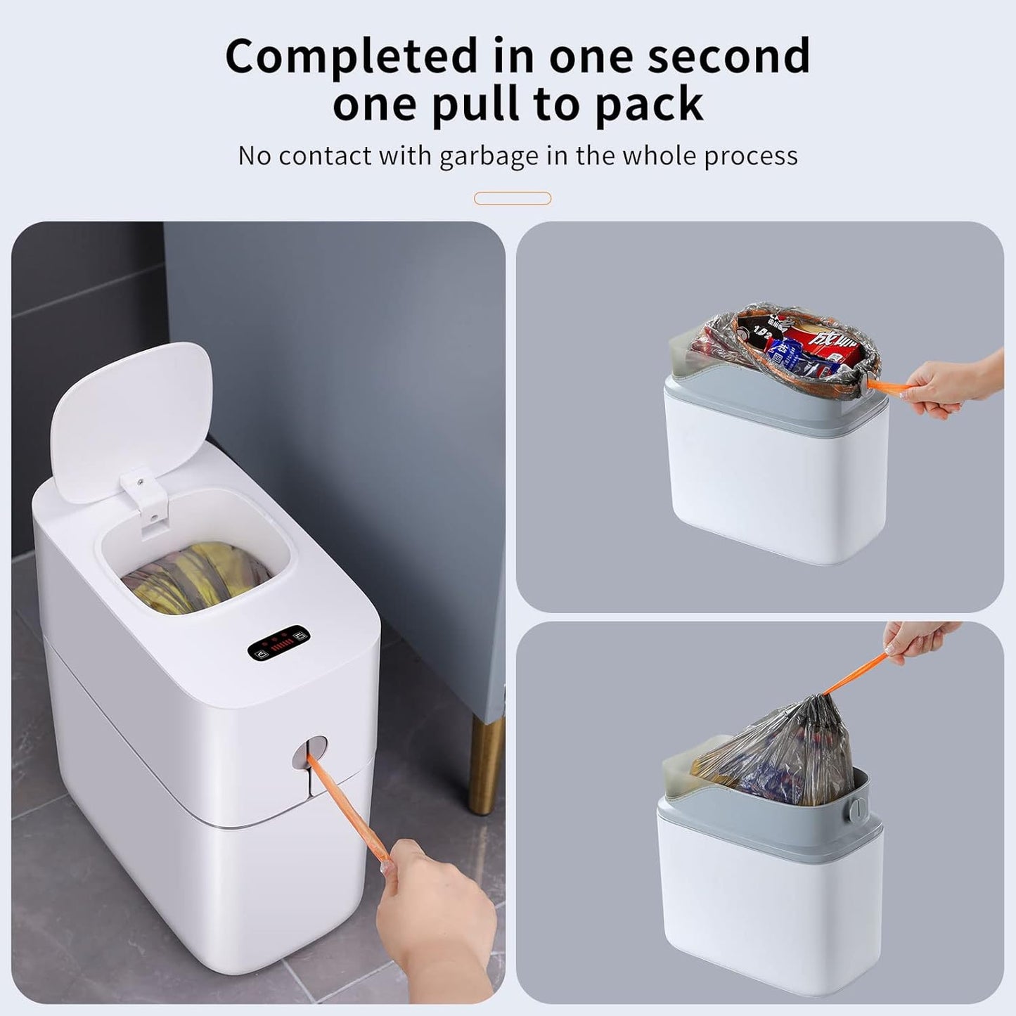 Dluxe Ave. MOPUP Touchless Bathroom Trash Can Automatic Garbage Can for BedroomOffice Motion Sensor Trash Bin3.5 Gallon Dogproof Plastic Slim Wastebasket for Toilet RVLiving Room White