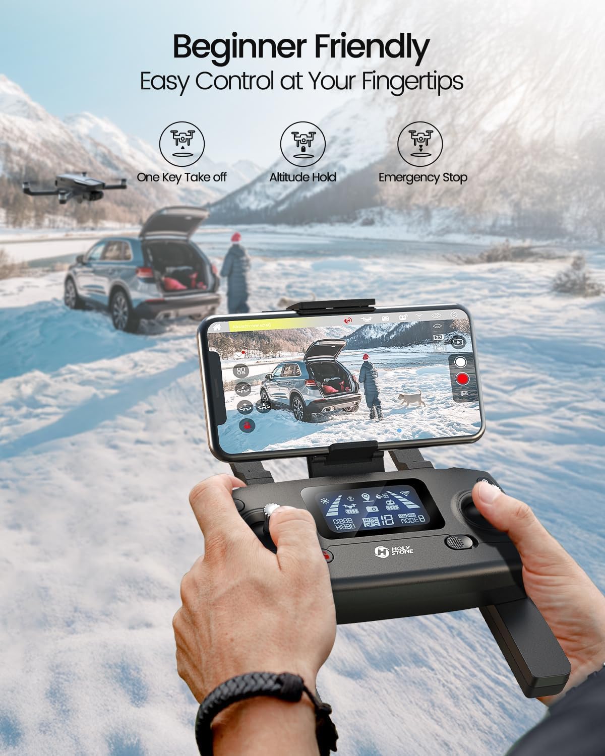 Dluxe Ave. GPS Drones with Camera for Adults/ 4K FAA 2-Axis Gimbal/ Built-in Remote/ ID 120°FOV Brushless Motor