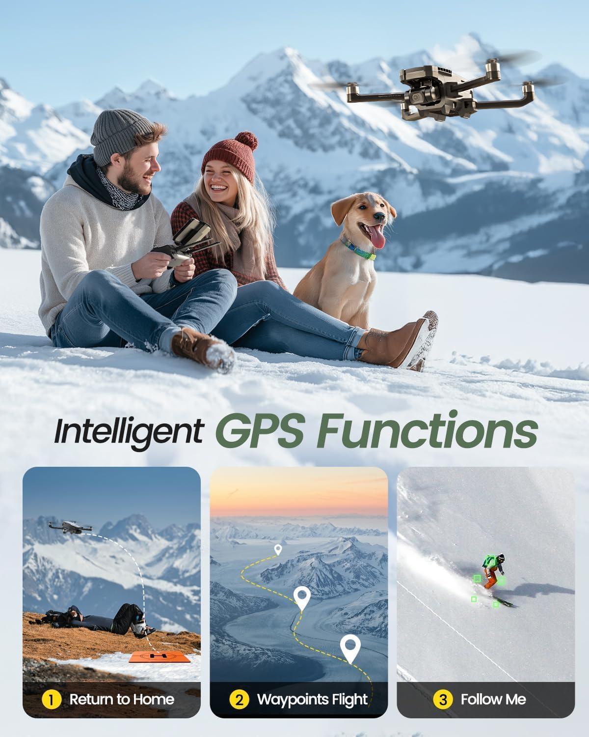 Dluxe Ave. GPS Drones with Camera for Adults/ 4K FAA 2-Axis Gimbal/ Built-in Remote/ ID 120°FOV Brushless Motor