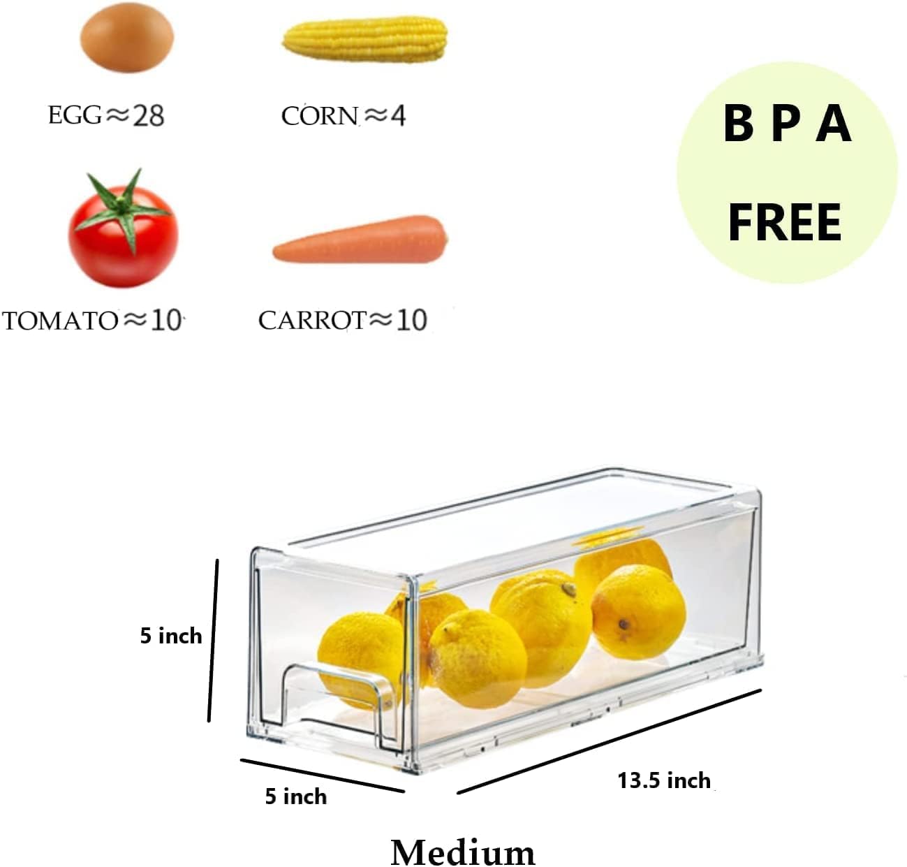Dluxe Ave.  2 Pack Stackable Refrigerator Drawers/ Pull Out Bins/ Clear Fridge Organizer