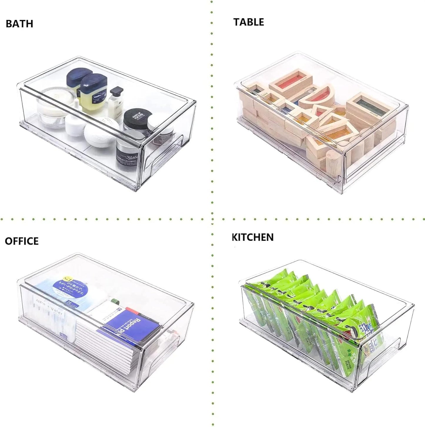 Dluxe Ave.  2 Pack Stackable Refrigerator Drawers/ Pull Out Bins/ Clear Fridge Organizer