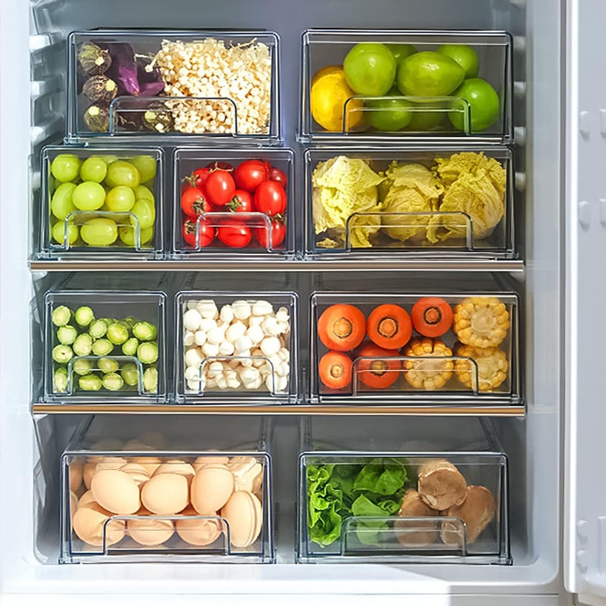 Dluxe Ave.  2 Pack Stackable Refrigerator Drawers/ Pull Out Bins/ Clear Fridge Organizer