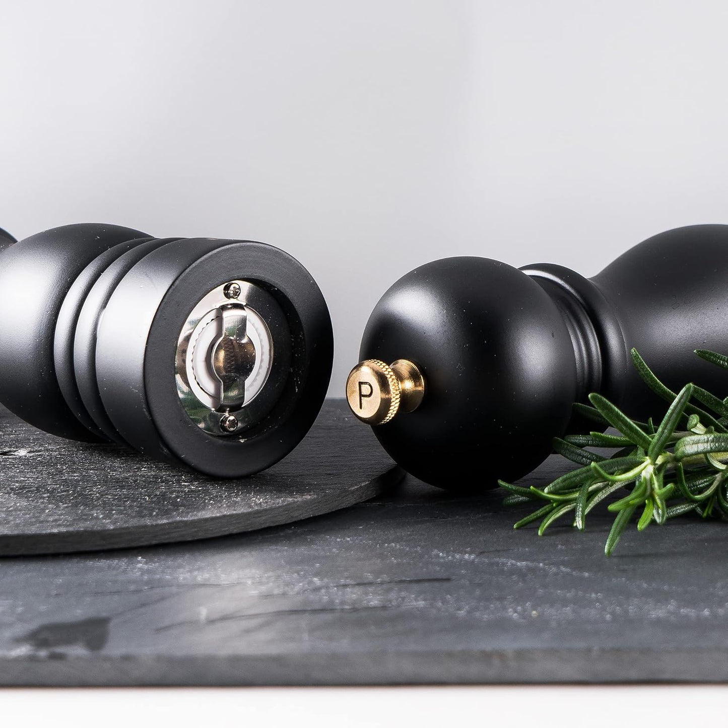 Dluxe Ave. BILL.F Pepper Mill and Salt Mill Grinder 7 Inch Wooden Salt and Pepper Shakers Set of 2 With Adjustable Ceramic Rotor and Easily Refillable