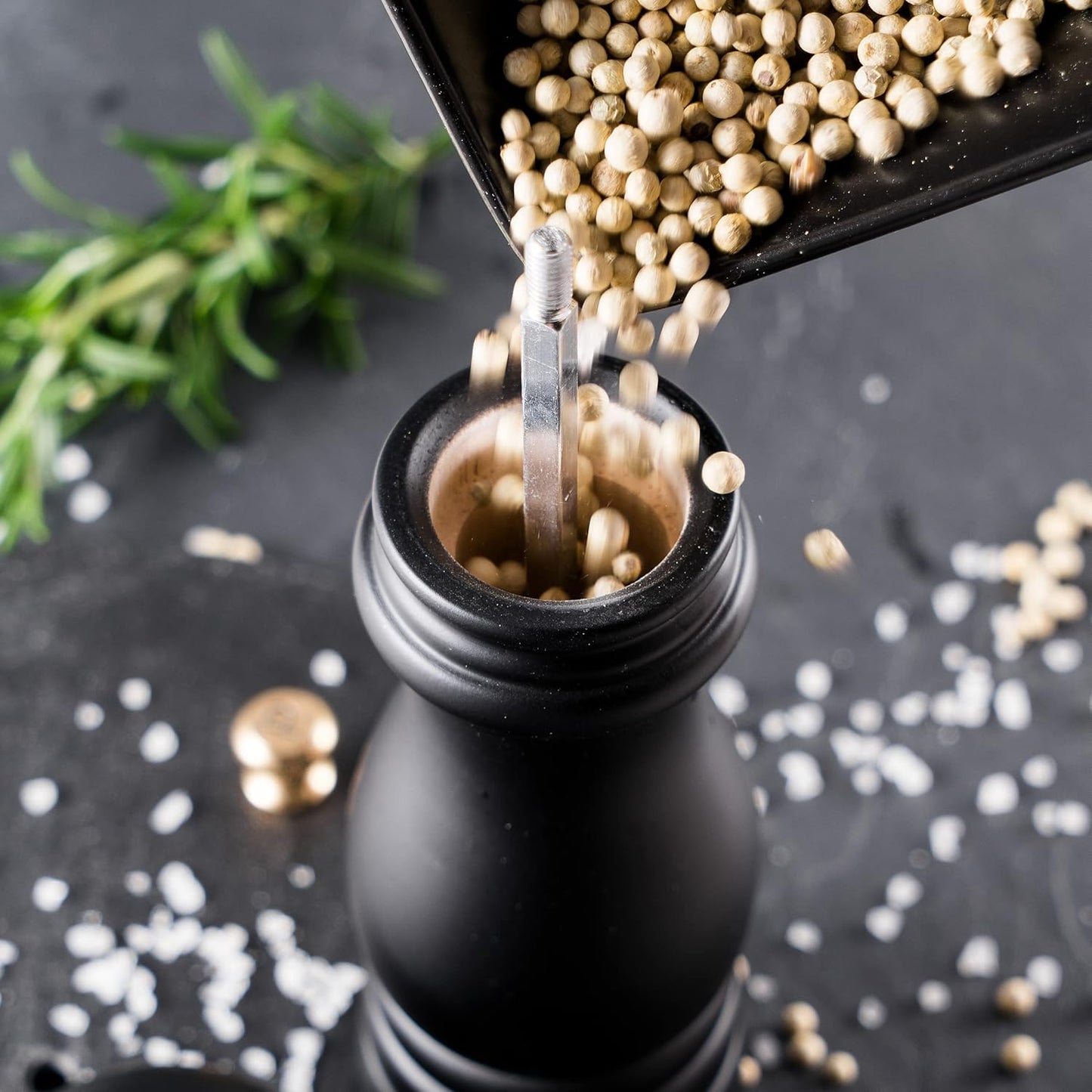 Dluxe Ave. BILL.F Pepper Mill and Salt Mill Grinder 7 Inch Wooden Salt and Pepper Shakers Set of 2 With Adjustable Ceramic Rotor and Easily Refillable