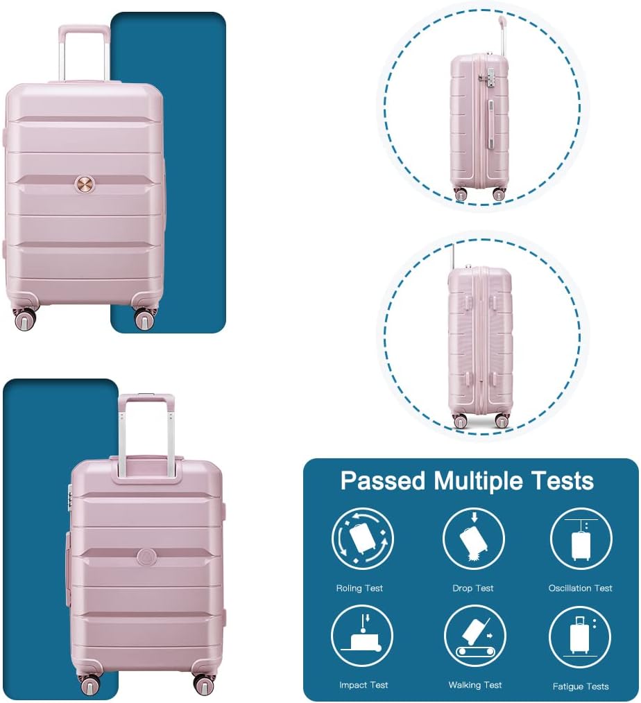 Dluxe. Ave. Luggage Sets 3 Pcs/ Hard Shell Polypropylene/ TSA Lock/ Spinner Wheels/ Nude Pink
