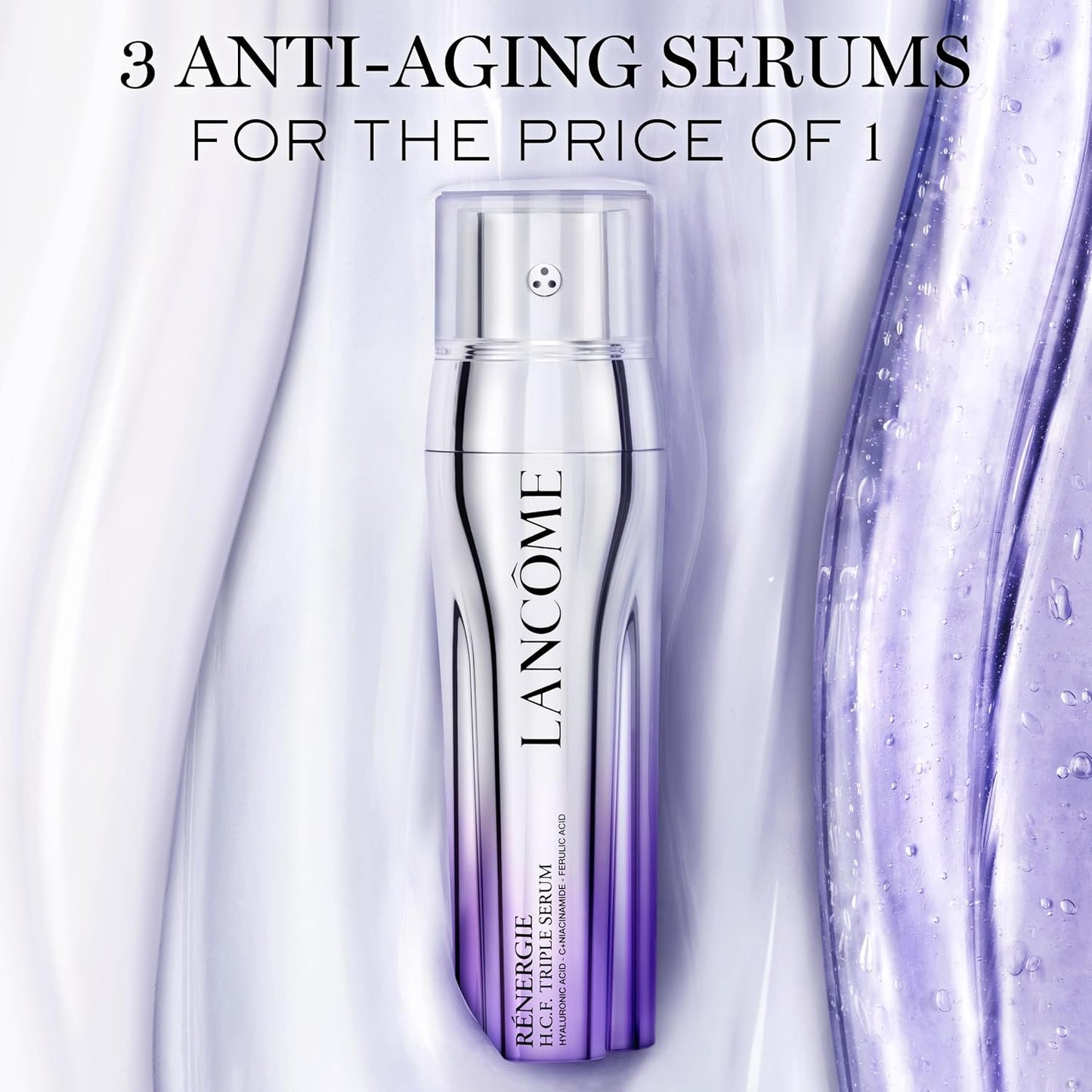 Dluxe Ave. Lancôme Rénergie H.C.F. Triple Serum - Hyaluronic Acid Serum for Visible Correction of Anti Aging Signs & Dark Spots - With Vitamin C+ Niacinamide & Ferulic Acid - 1.69 Fl Oz