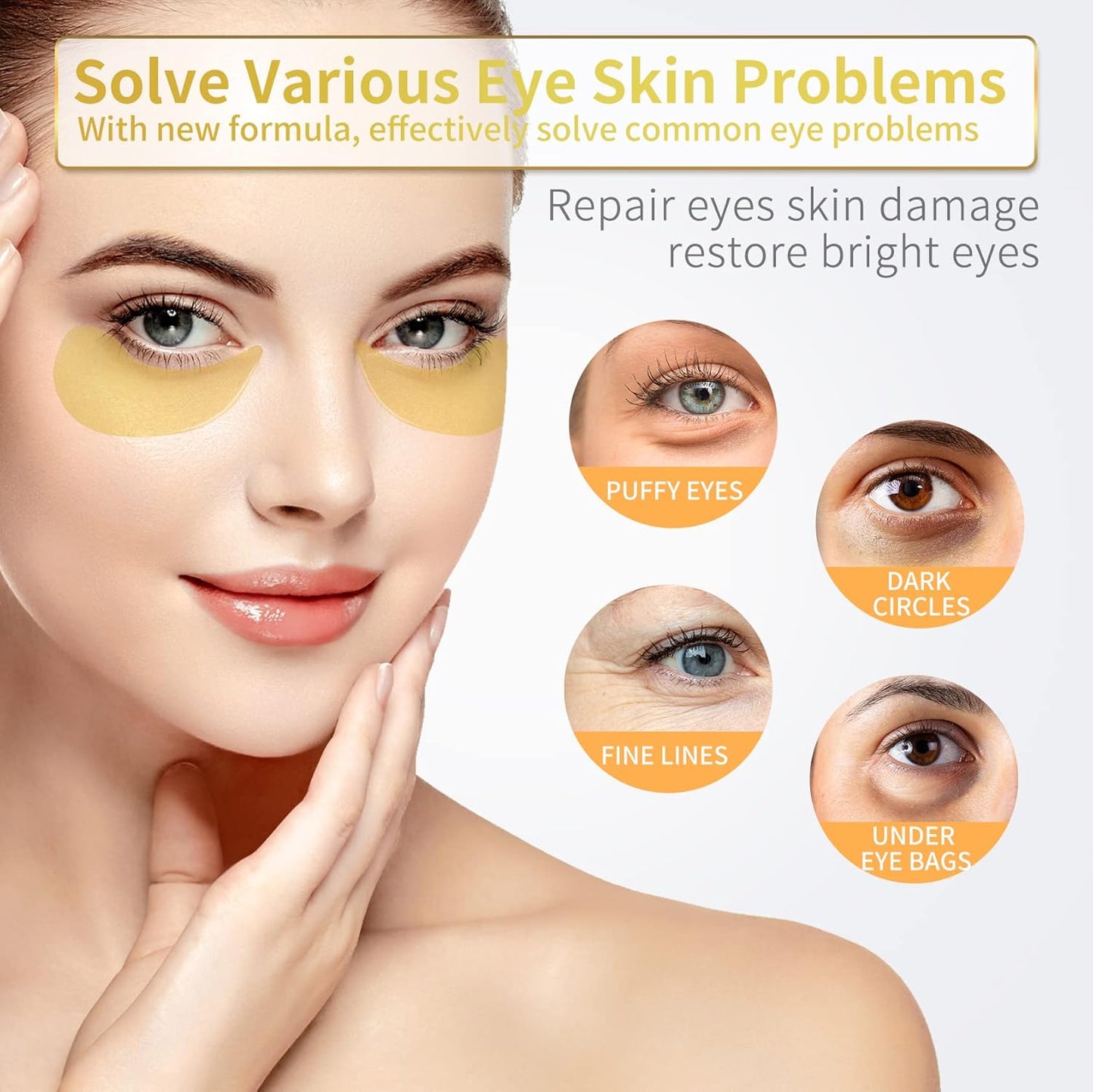 Dluxe Ave. NAZANO Under Eye Patches - 60 Pcs - 24K Gold Eye Mask- Puffy Eyes & Dark Circles TreatmentsReduce Under Eye Bags and Smooth WrinklesEye Skin Care Pads With CollagenHyaluronic Acid & Castor Oil