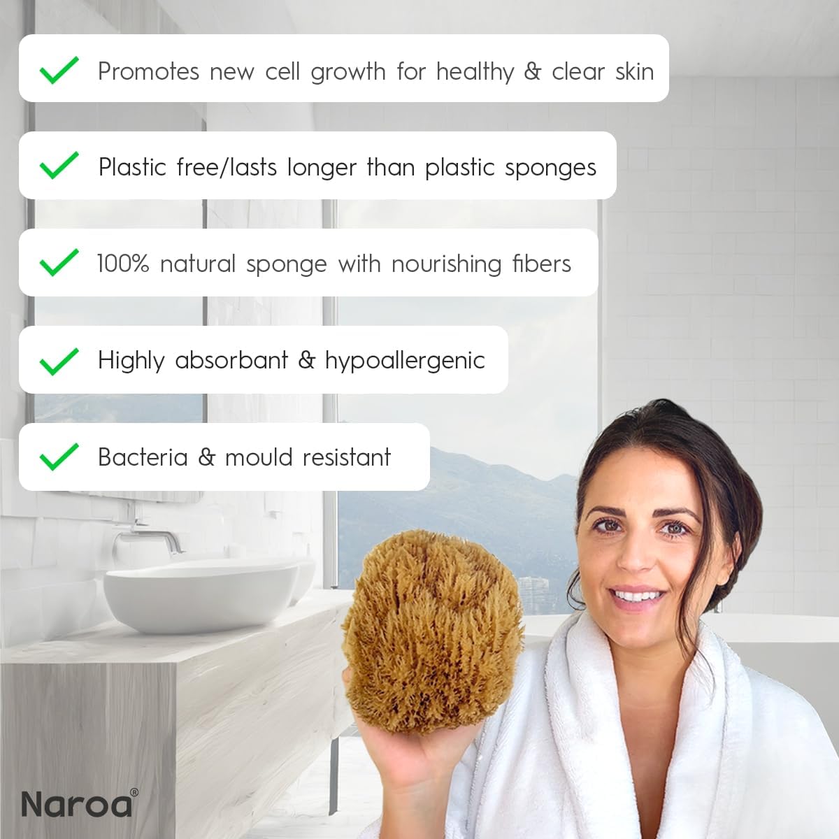 Dluxe Ave. Naroa Exfoliating Natural Sponge for Bathing | Bath Sea Sponge for Healthy Skin | Unbleached Shower Body Scrubber Puff | Eco Friendly Plastic Free Sponge (Exfoliate - Small)