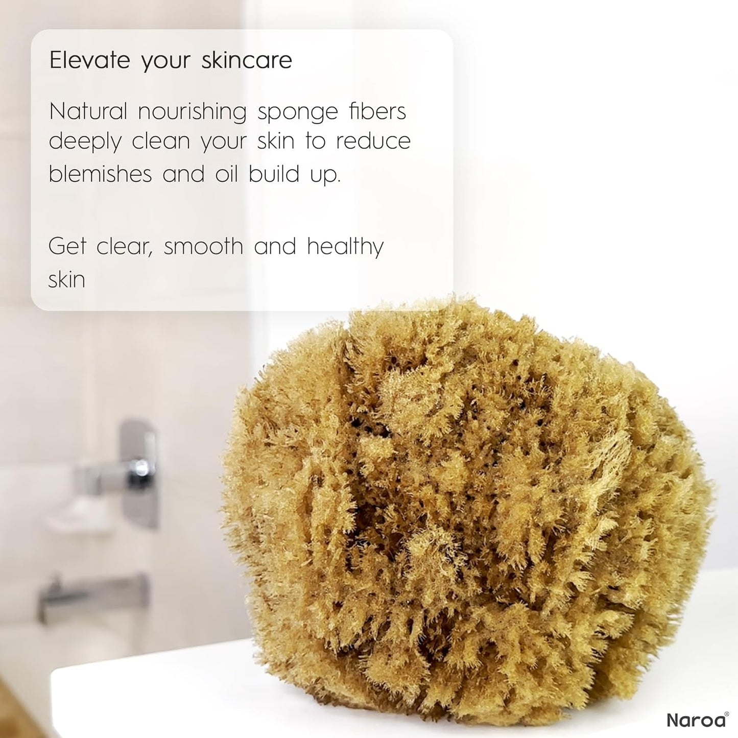 Dluxe Ave. Naroa Exfoliating Natural Sponge for Bathing | Bath Sea Sponge for Healthy Skin | Unbleached Shower Body Scrubber Puff | Eco Friendly Plastic Free Sponge (Exfoliate - Small)