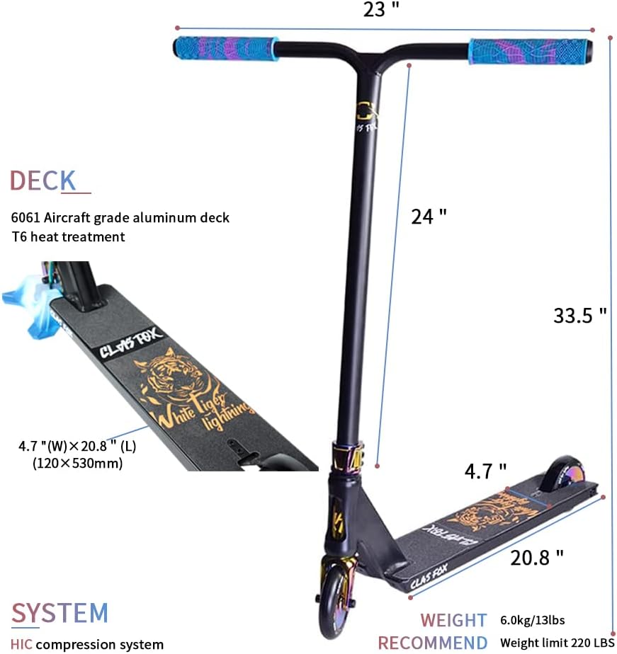 Dluxe Ave. Professional Freestyle Scooter Tricks & BMX Stunts for Kid for Adult (Rainbow)