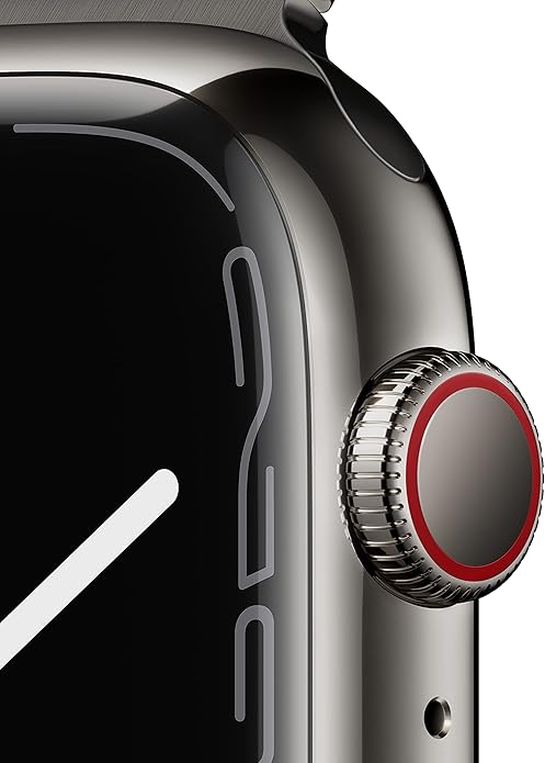 Dluxe Ave. Apple Watch Series 7 GPS + Cellular 45mm Graphite Stainless Steel Case with Graphite Milanese Loop (Renewed)