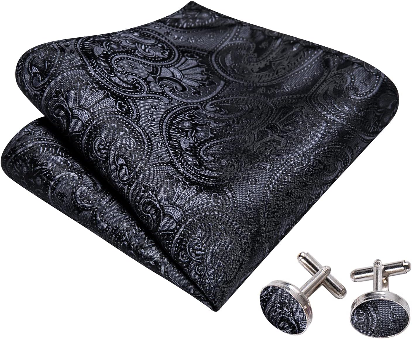 Dluxe Ave. Men Bow Tie Set Pocket Square Cufflink Silk Elegant Self Tied
