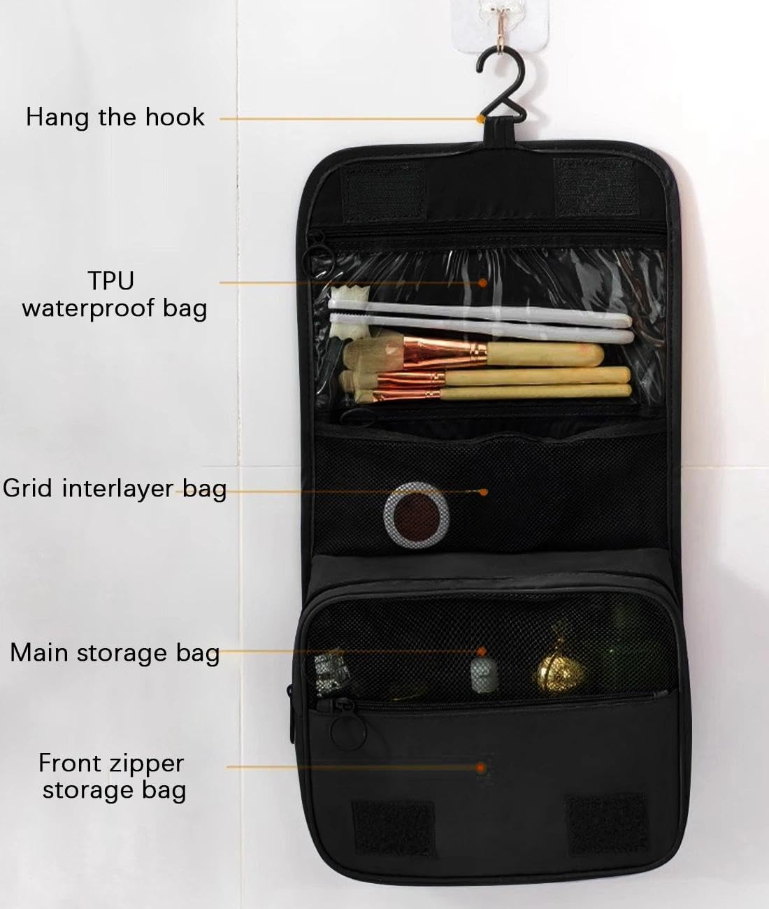 Dluxe Ave. Hanging Travel Toiletry Bag / (Black)