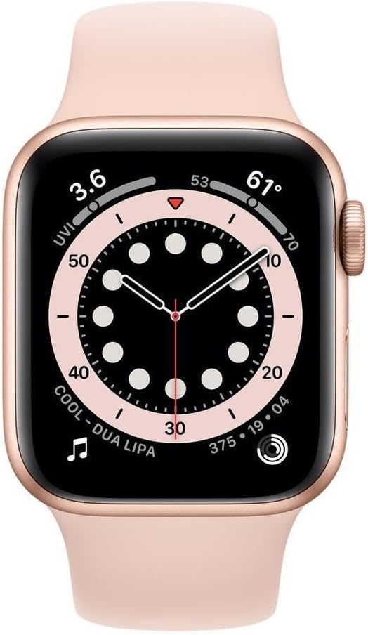 Dluxe Ave. Apple Watch Series 6 (GPS + Cellular 40mm) Gold Stainless Steel Case with Pink Sport Band (Renewed)