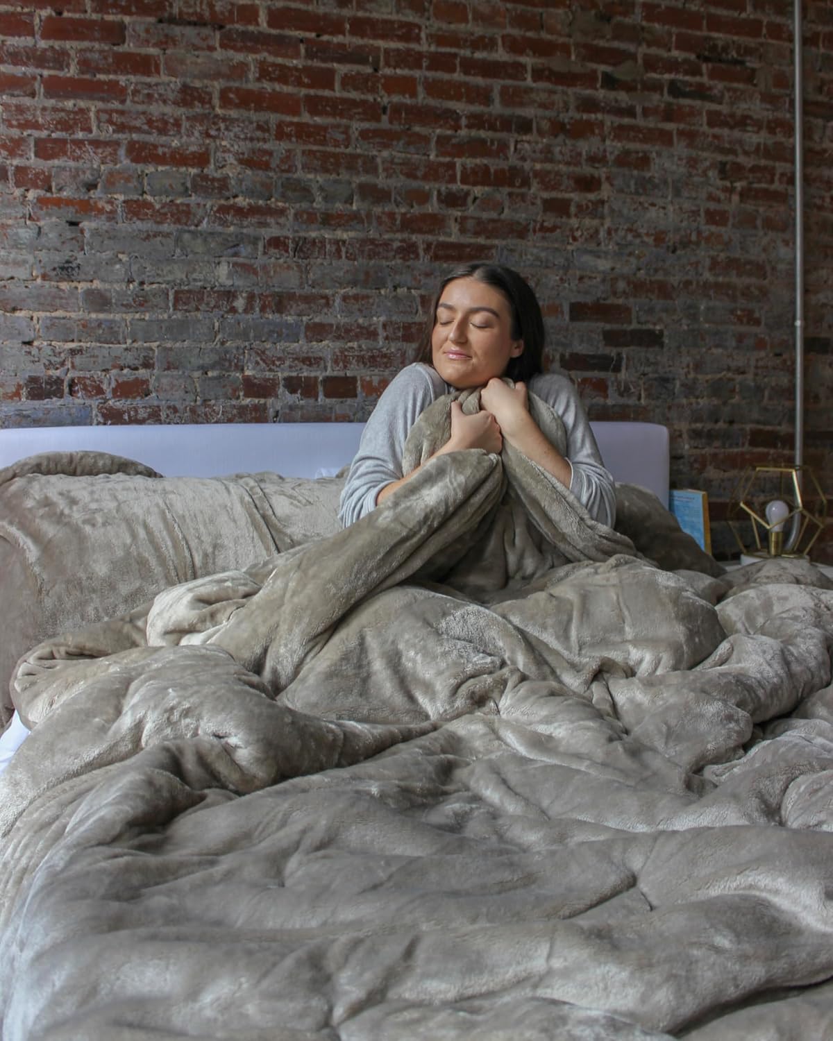 Dluxe Ave. ( QUEEN) 3 Pcs Oversized  Comforter Set/ Winter Twig/ Beige