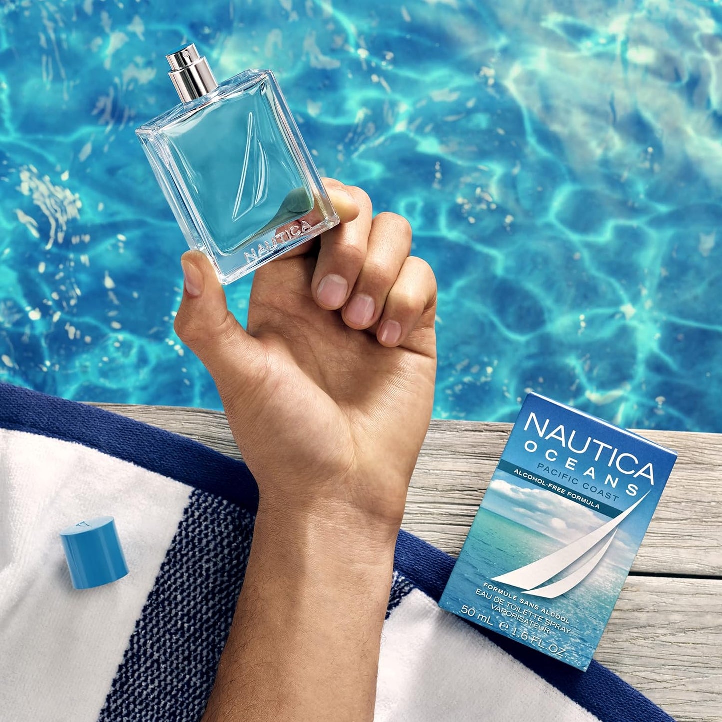 Dluxe Ave. Nautica Oceans Pacific Coast Eau de Toilette 1.6 fl oz (Pack of 1) Notes of Apple Cyclamen and Amberwood Mens Fragrance  Travel Size