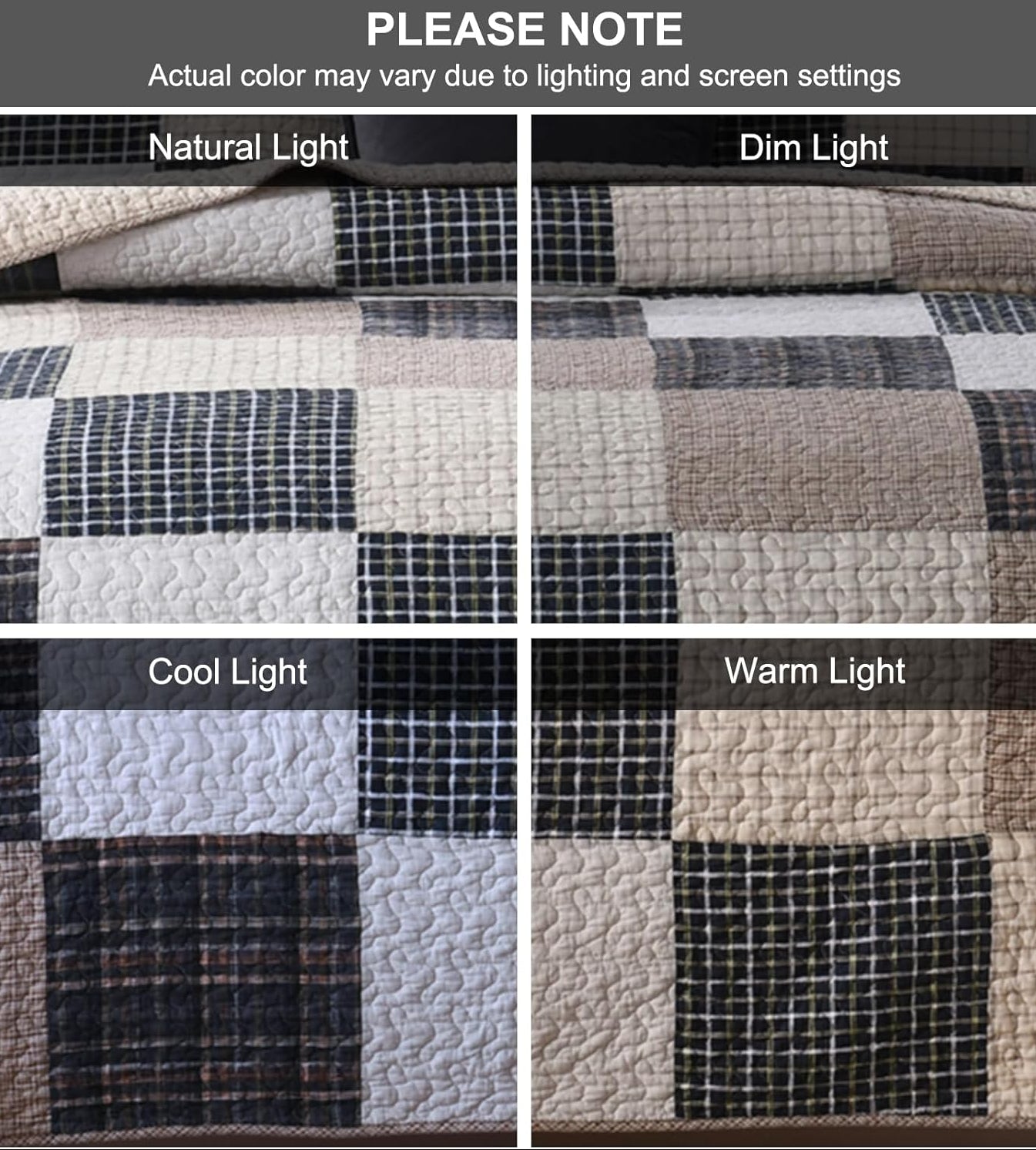 Dluxe Ave. (QUEEN) Quilt Set 100% Cotton Beige for All Season/ Multi- Color