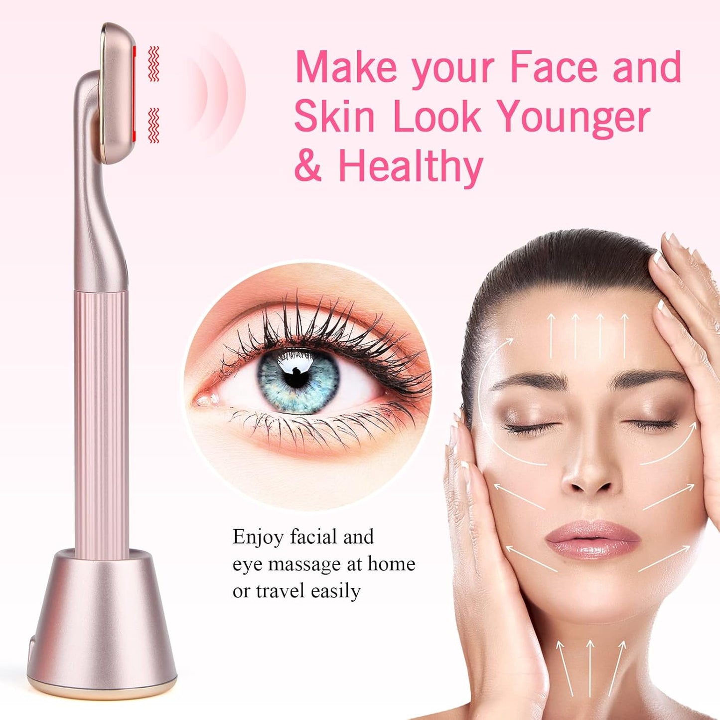 Dluxe Ave.  4 in 1 Facial Wand Red Light Therapy/  Pink