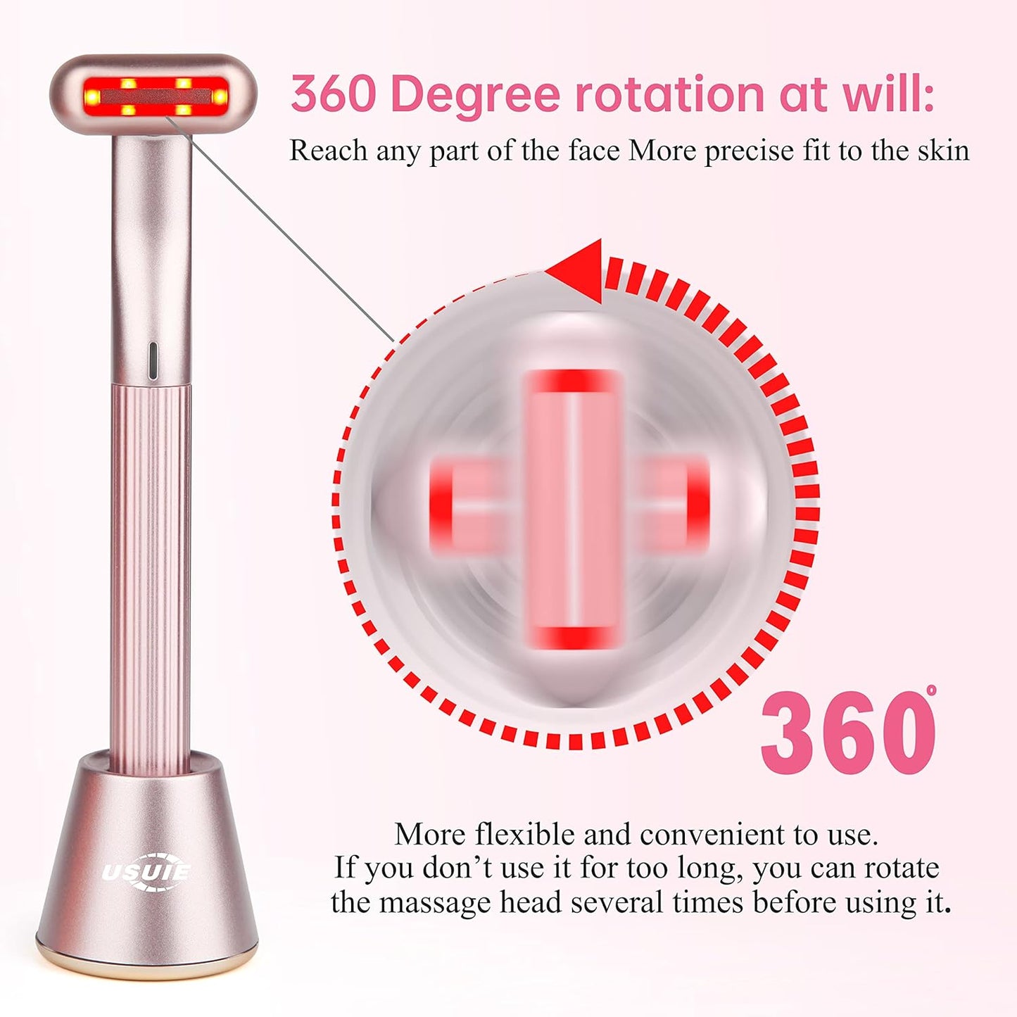 Dluxe Ave.  4 in 1 Facial Wand Red Light Therapy/  Pink