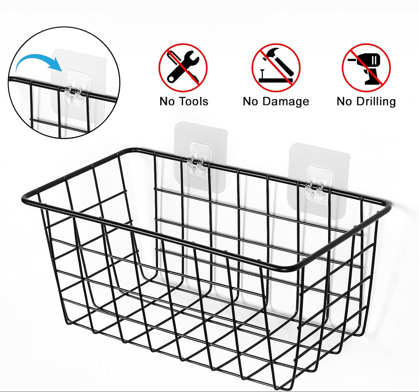 Dluxe Ave. 5 Pack Wire Storage Hanging Wall Basket/ Premium Metal