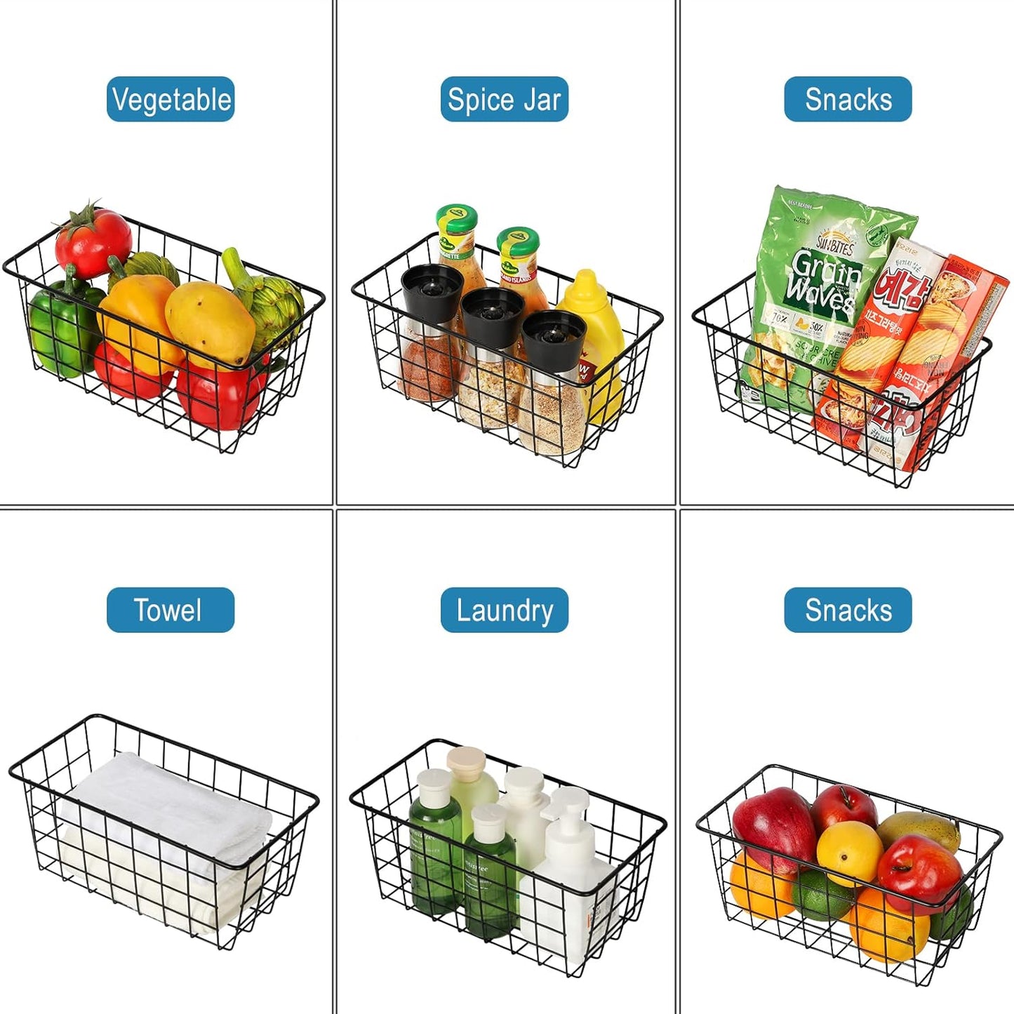 Dluxe Ave. 5 Pack Wire Storage Hanging Wall Basket/ Premium Metal