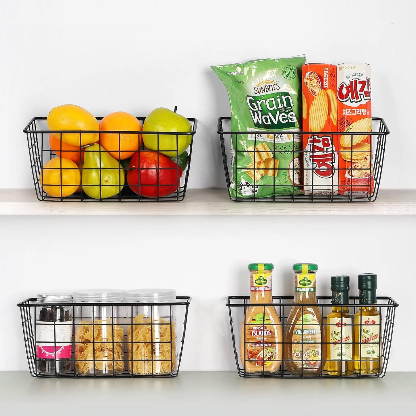Dluxe Ave. 5 Pack Wire Storage Hanging Wall Basket/ Premium Metal