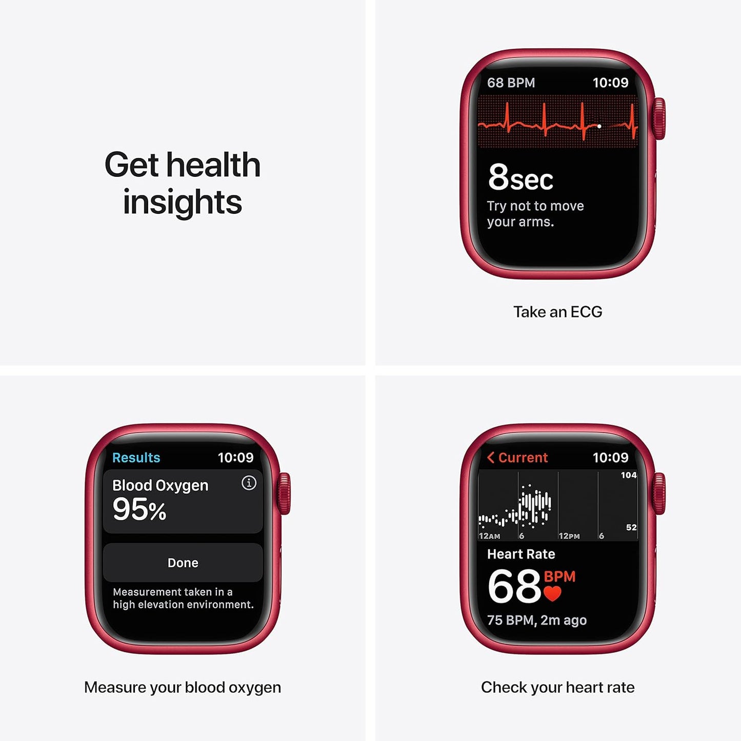 Dluxe Ave. Apple Watch Series 7 (GPS 41MM) - Red Aluminum Case with Red Sport Band (Renewed)