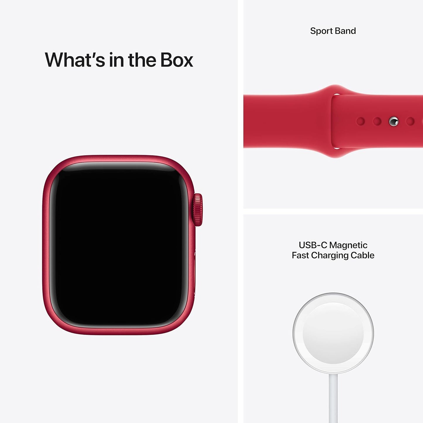 Dluxe Ave. Apple Watch Series 7 (GPS 41MM) - Red Aluminum Case with Red Sport Band (Renewed)