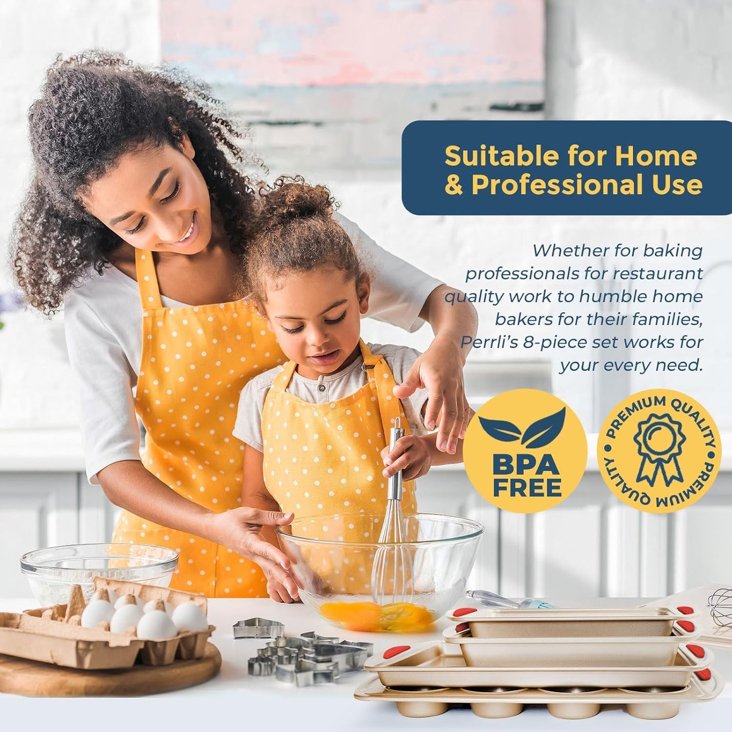 Dluxe Ave. Baking Pan 8 Piece Set Nonstick Gold Carbon