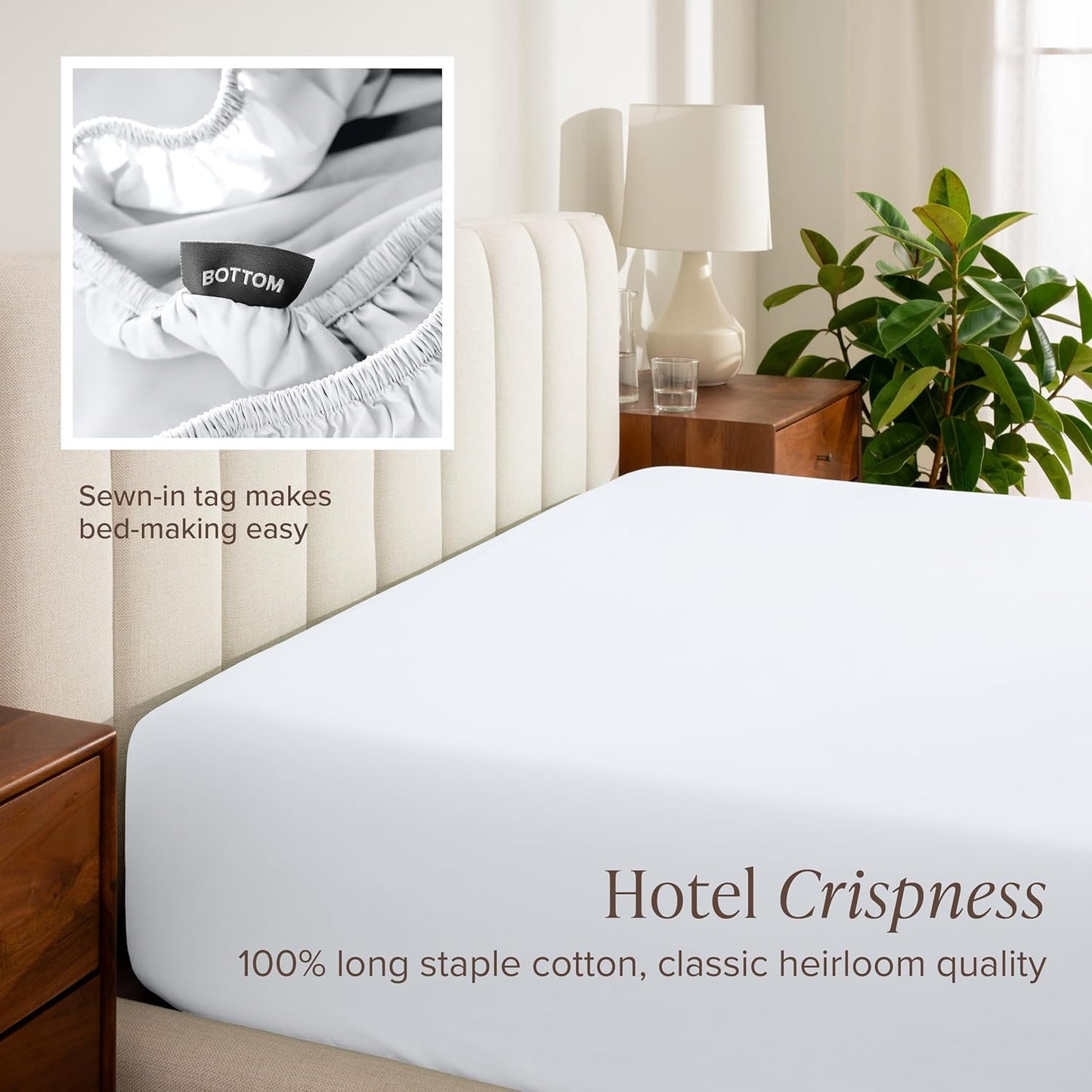Dluxe Ave. ( FULL/ XL ) 4 Pcs 100% Organic Cotton Sheet Set, Breathable and Hypoallergenic, Luxury Hotel Collection, White