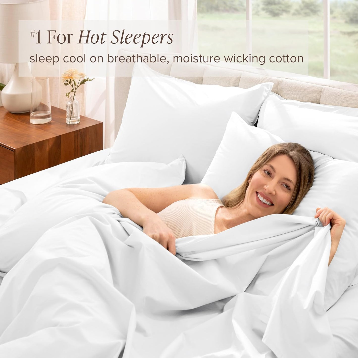Dluxe Ave. ( FULL/ XL ) 4 Pcs 100% Organic Cotton Sheet Set, Breathable and Hypoallergenic, Luxury Hotel Collection, White