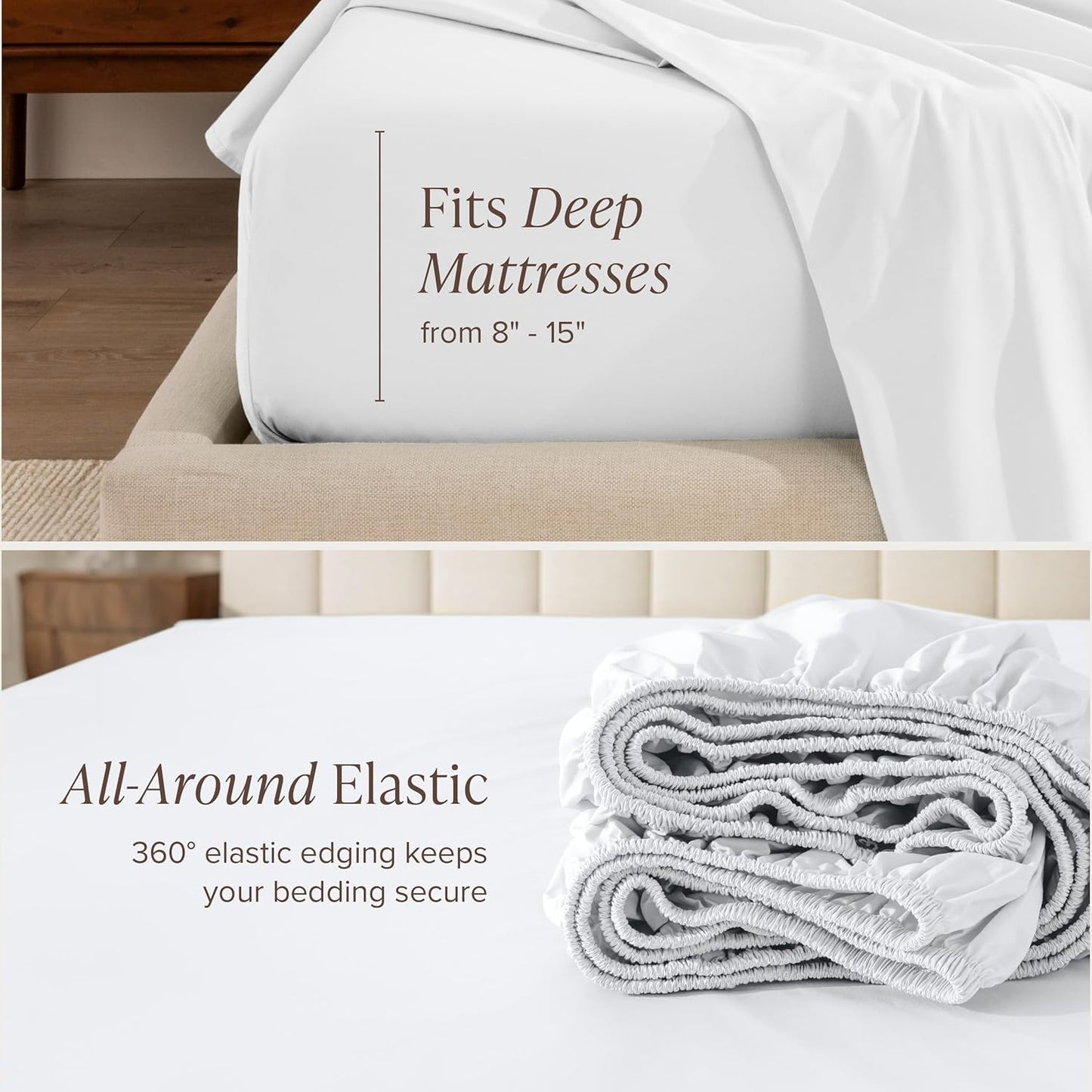 Dluxe Ave. ( FULL/ XL ) 4 Pcs 100% Organic Cotton Sheet Set, Breathable and Hypoallergenic, Luxury Hotel Collection, White