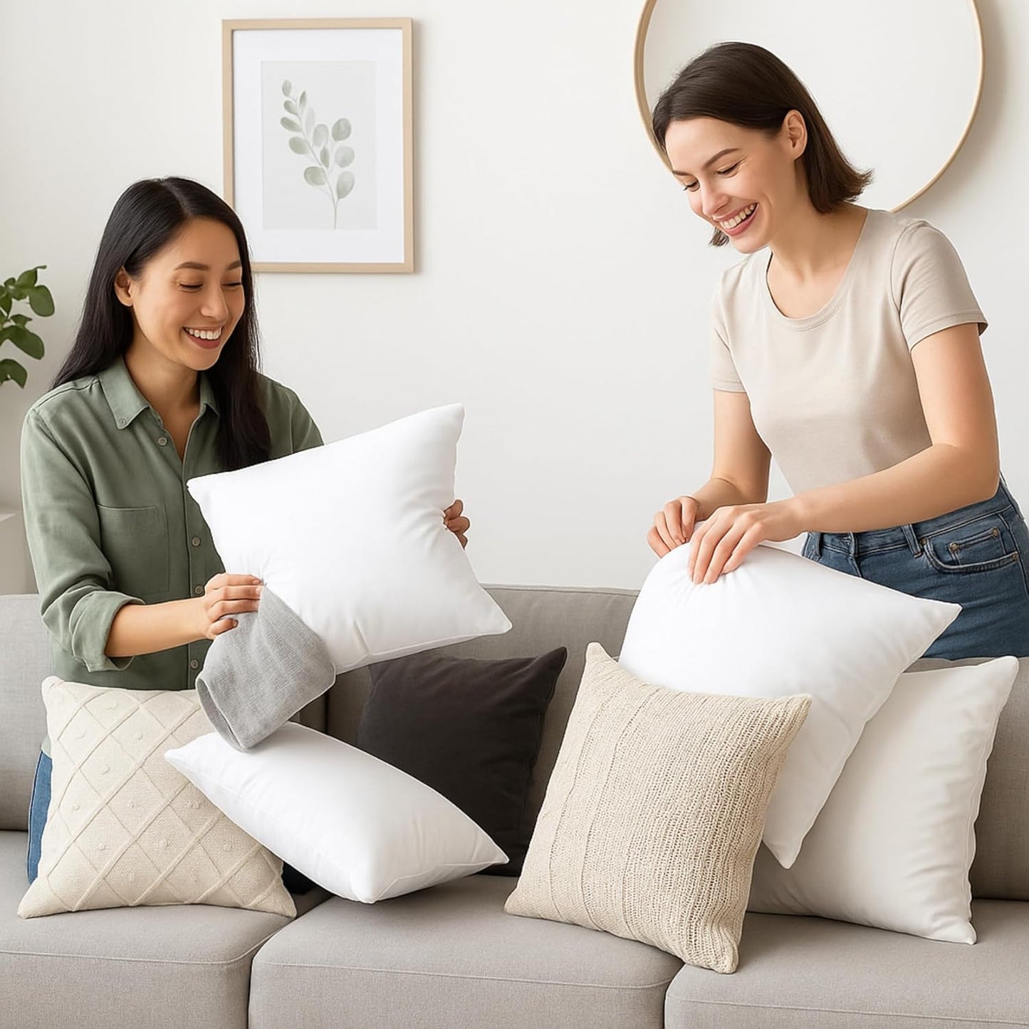 Dluxe Ave. 18 x 18 Throw Pillow Insert/ Set of 2/ Down Alternative/  White