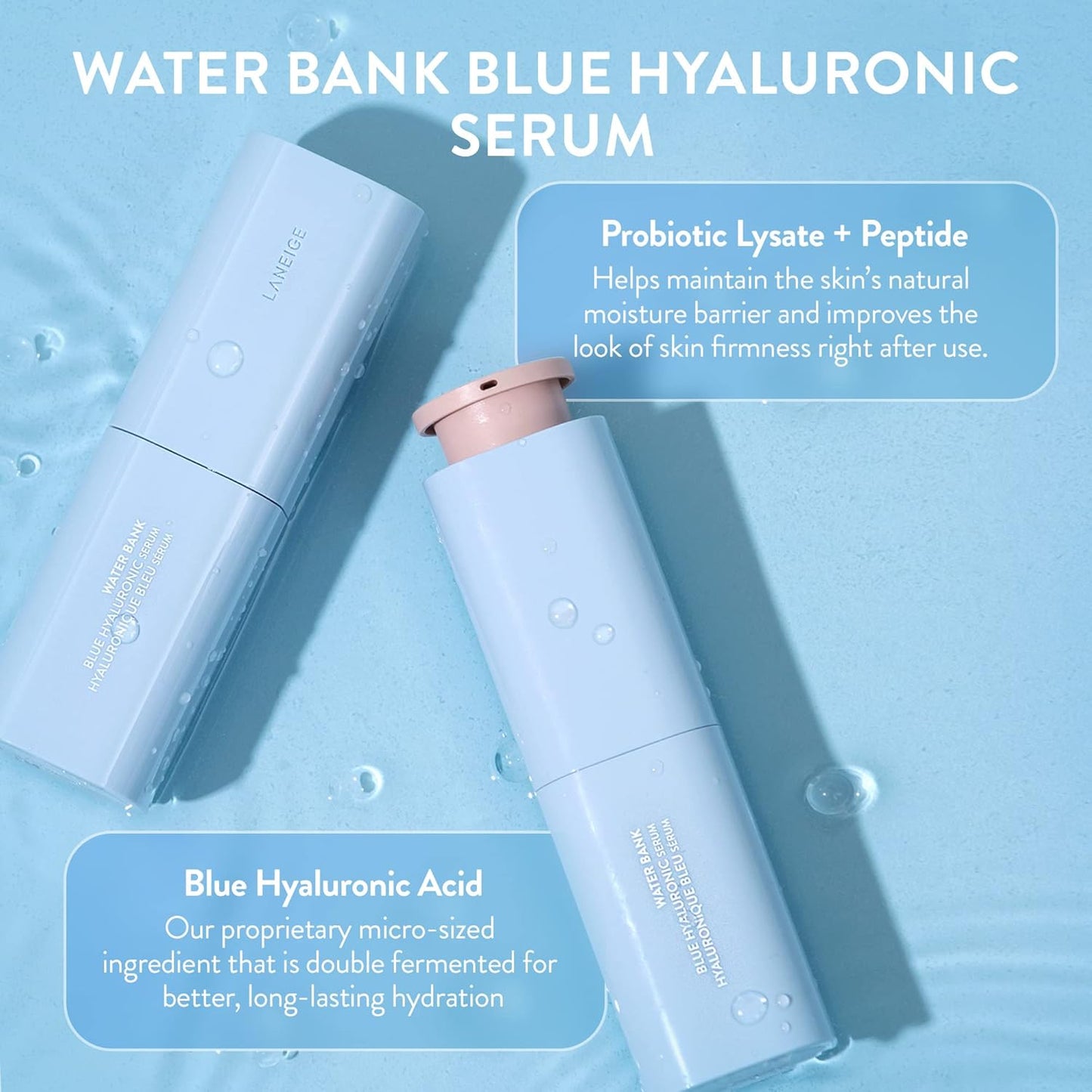 Dluxe Ave. LANEIGE Water Bank Blue Hyaluronic Serum: Peptides Green Tea Enzyme Hydrate Improve Skin Firmness