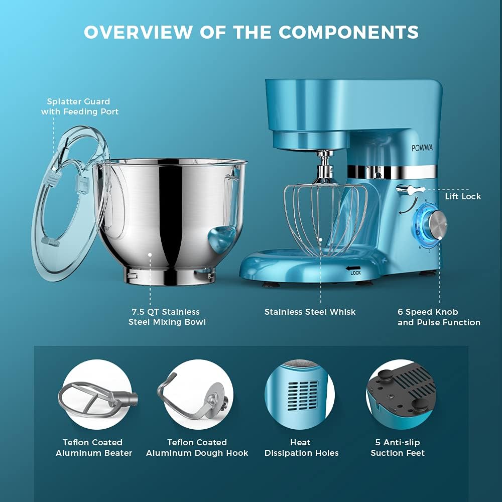Out of Stock/ Dluxe Ave. Stand 7.5 QT Electric Mixer (Blue)