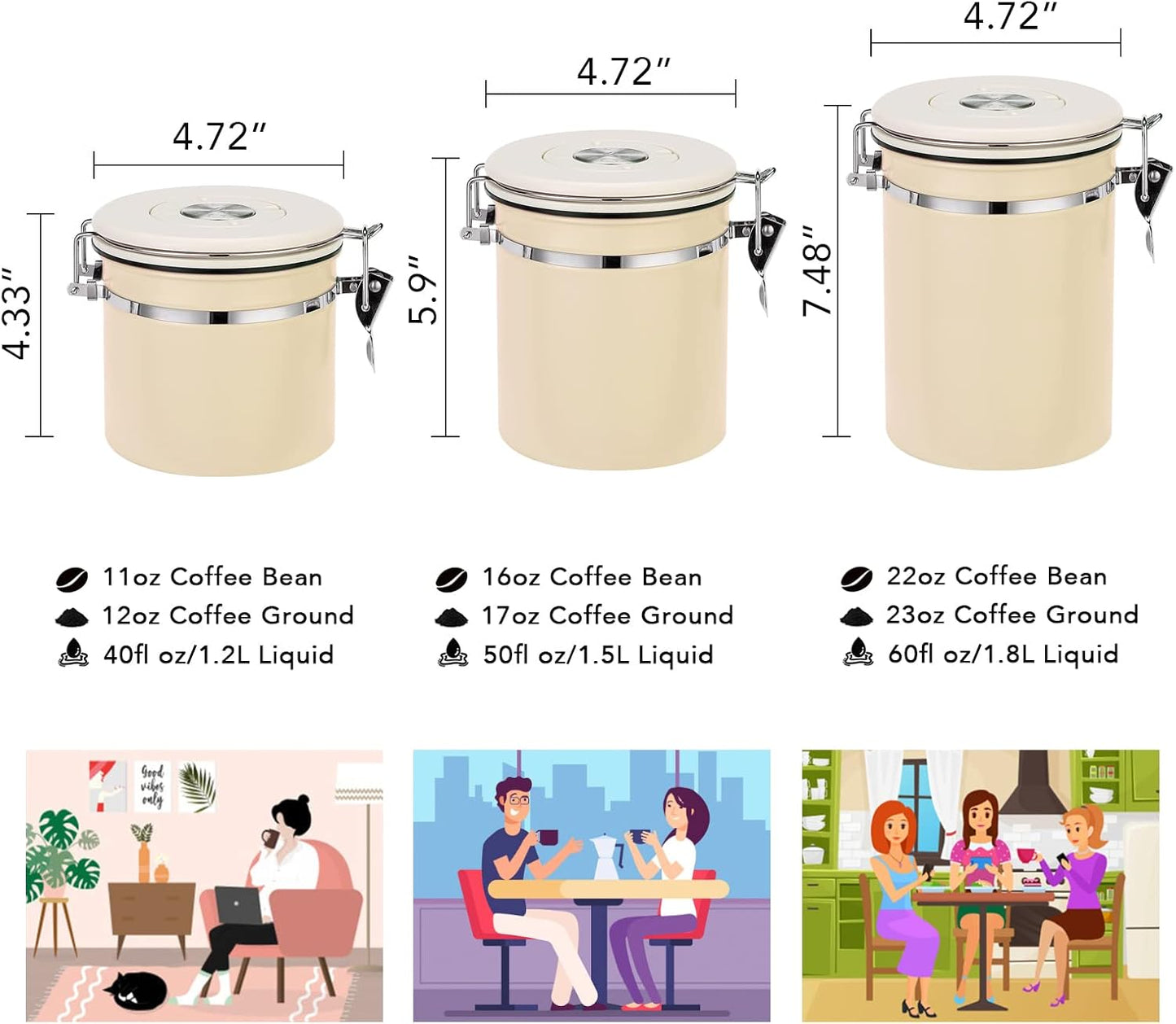 Dluxe Ave. Coffee Canister Airtight / Stainless Steel