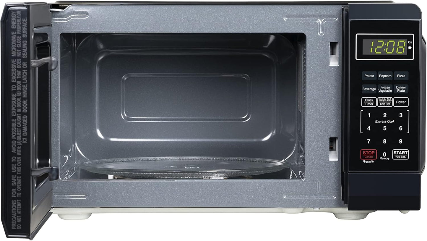 Dluxe Ave. Microwave Oven 0.7 Cu. Ft. 700-Watt with LED Lighting Child Lock Grey Interior Retro Black