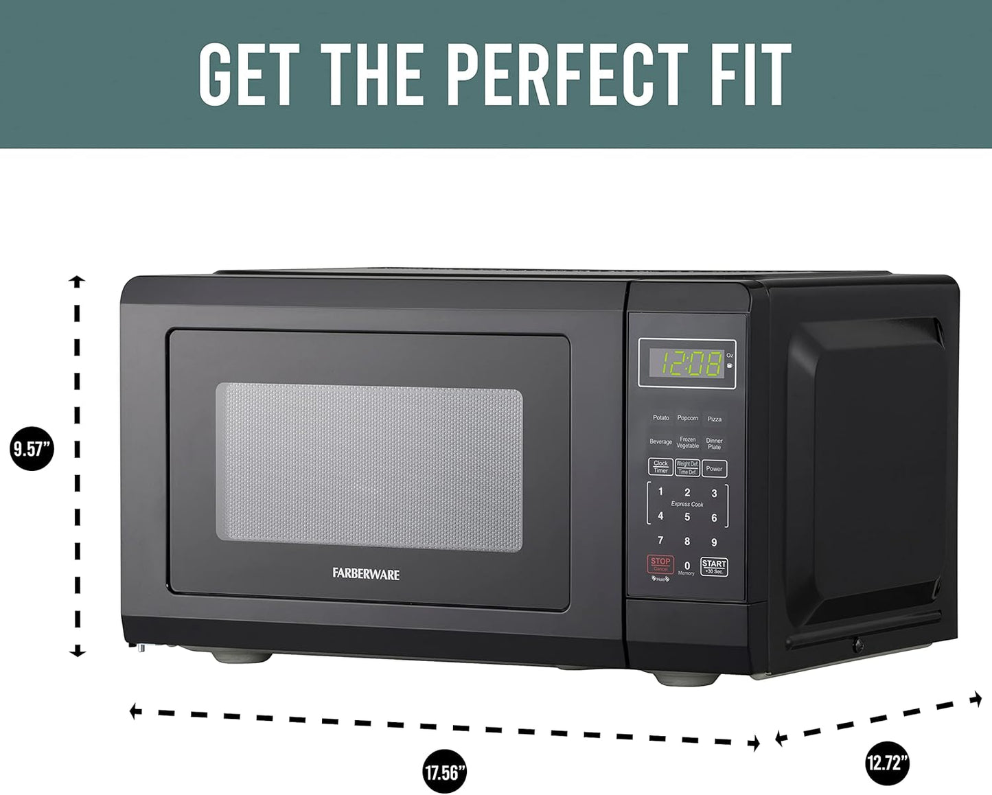 Dluxe Ave. Microwave Oven 0.7 Cu. Ft. 700-Watt with LED Lighting Child Lock Grey Interior Retro Black