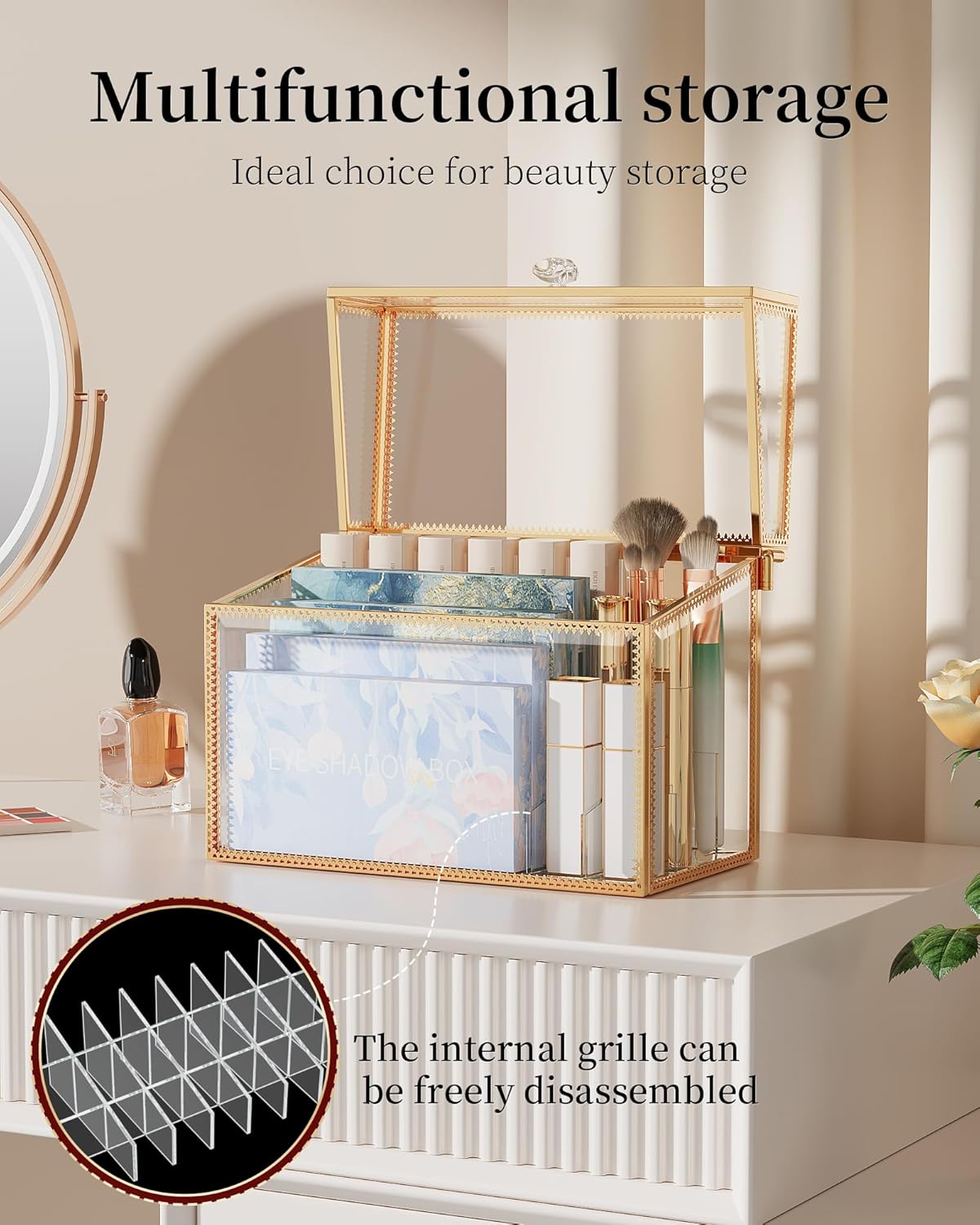 Dluxe Ave. Youdepot Lipstick Organizer Holder - 24 Spaces Tempered Glass Lip Gloss and Perfume OrganizerVanity Lipstick Holder and Organizer.