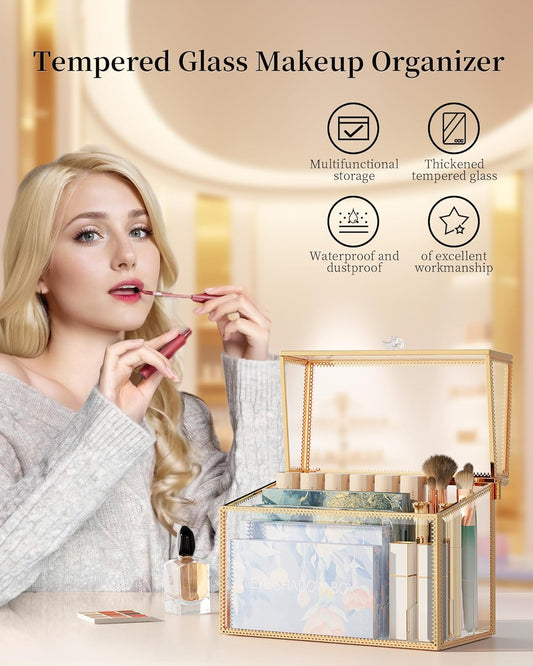 Dluxe Ave. Youdepot Lipstick Organizer Holder - 24 Spaces Tempered Glass Lip Gloss and Perfume OrganizerVanity Lipstick Holder and Organizer.