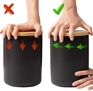 Dluxe Ave. Set of 3 Kitchen Canisters for Countertop with Airtight Wood Lids Ceramic (Black)